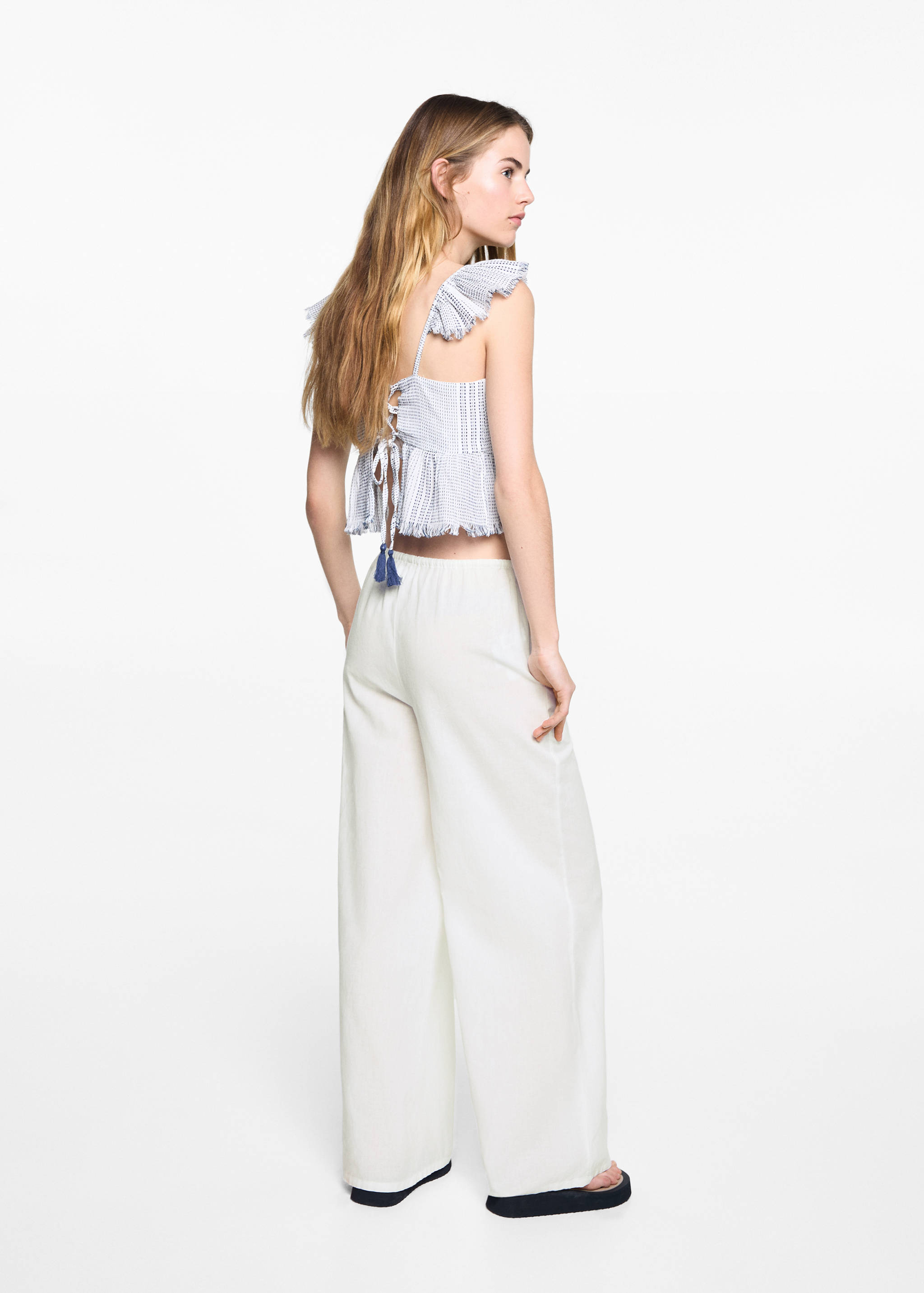 Wide leg linen trousers - Reverse of the article