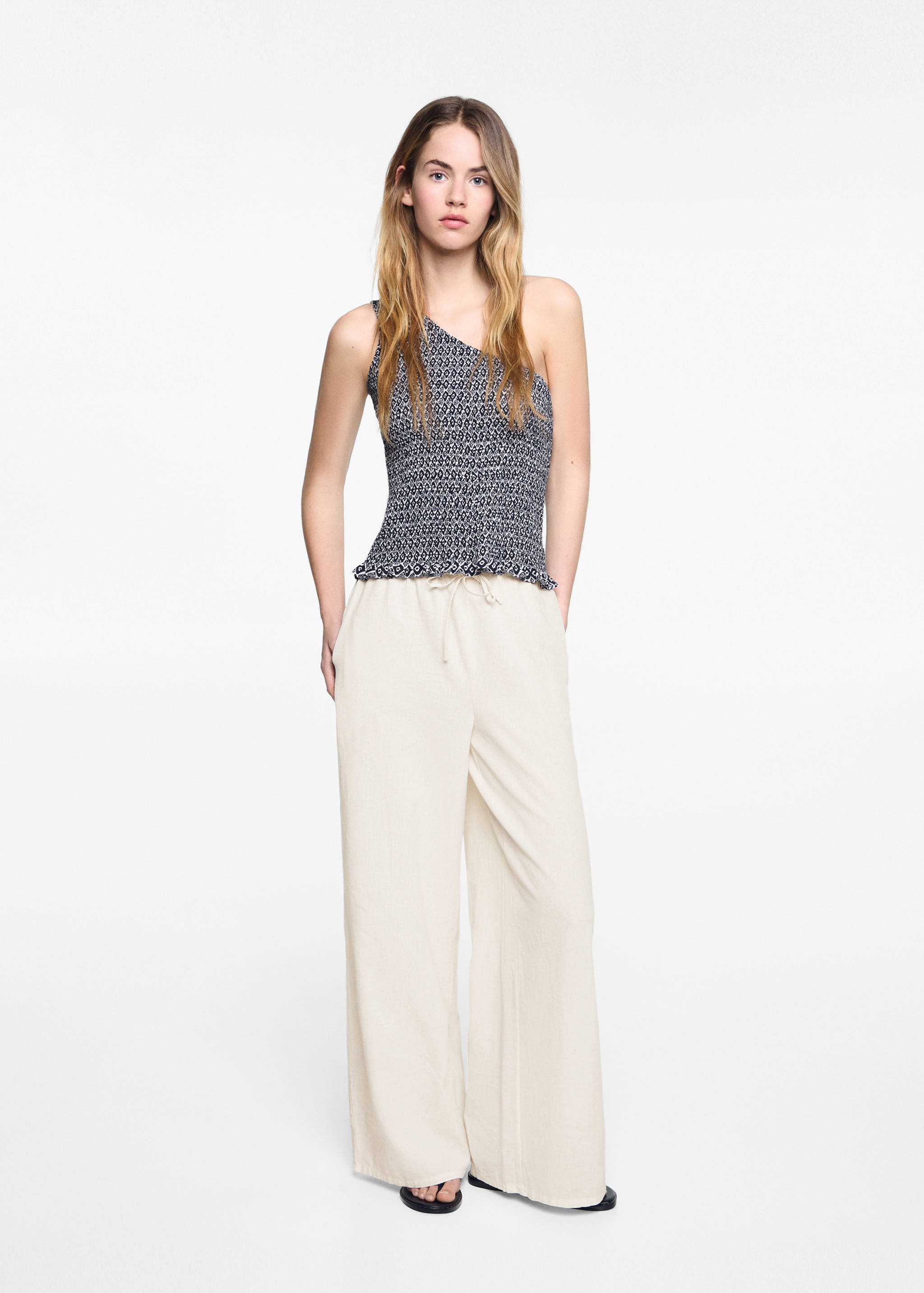 Wide leg linen trousers - General plane