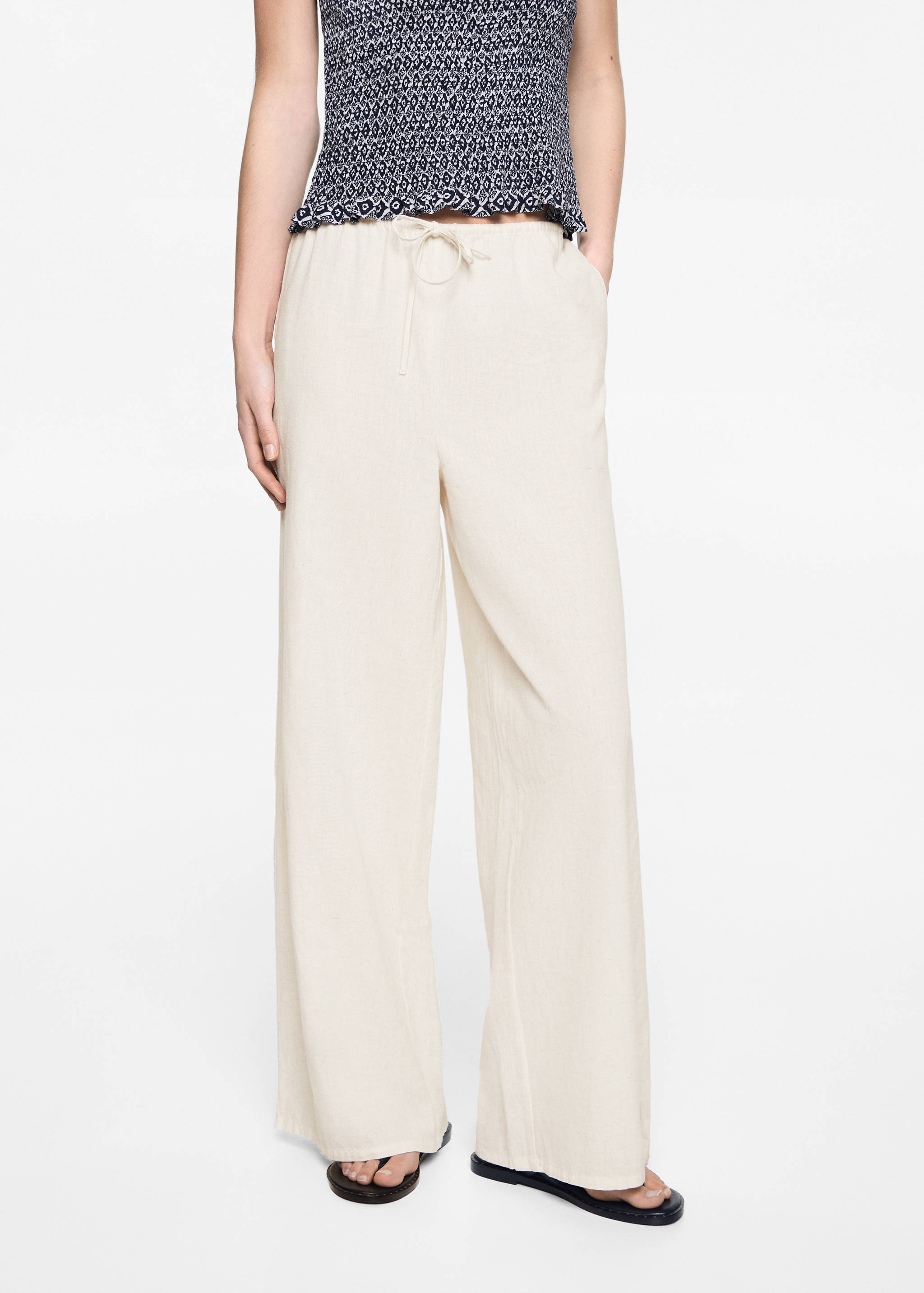 Wide leg linen trousers - Medium plane