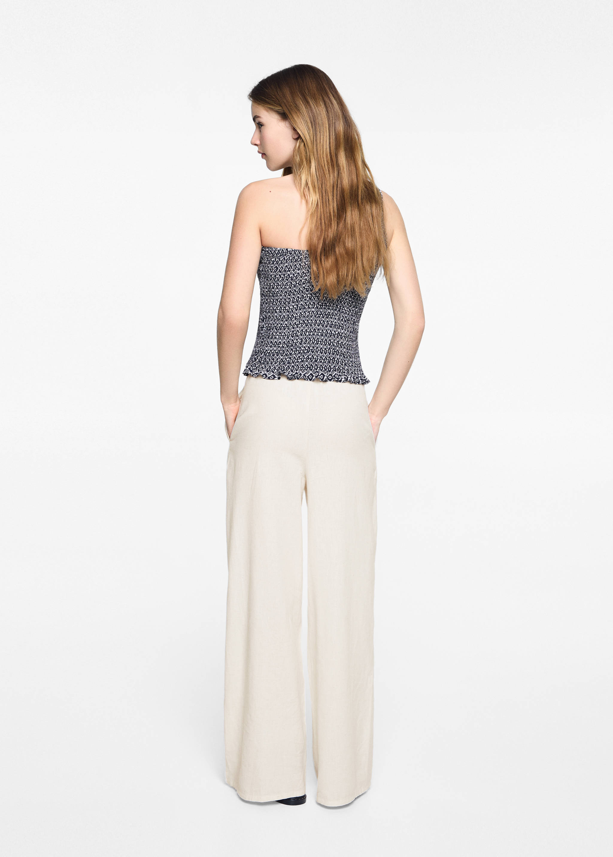 Wide leg linen trousers - Reverse of the article