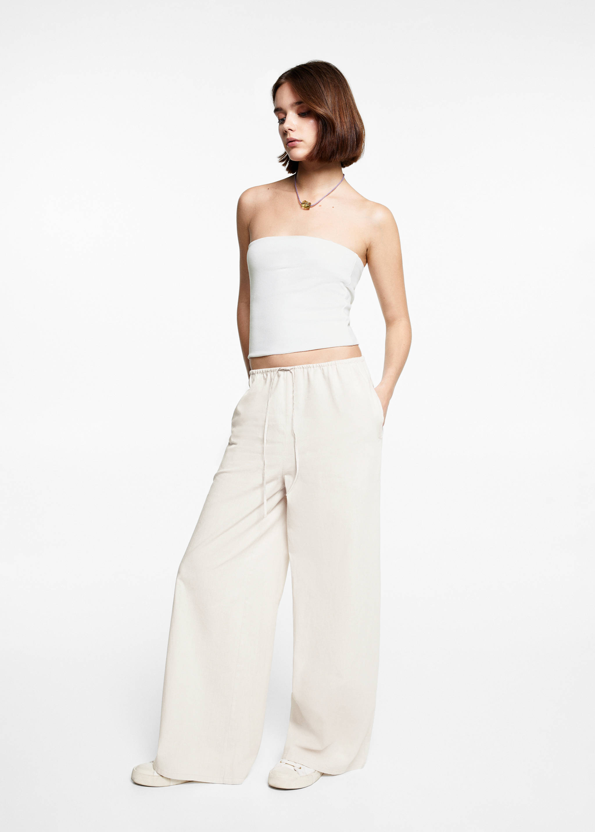 Wide leg linen trousers - General plane