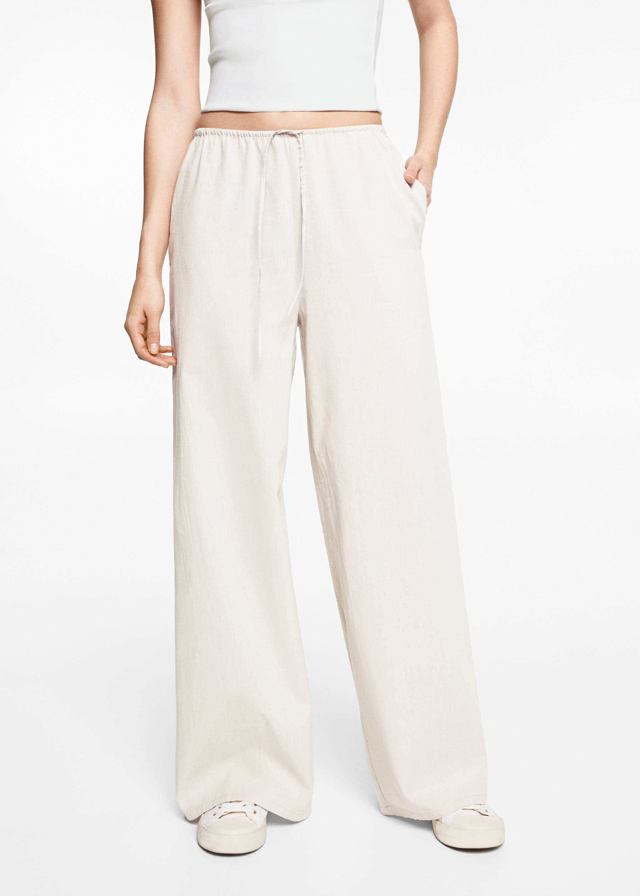 Wide leg linen trousers - Details of the article 1