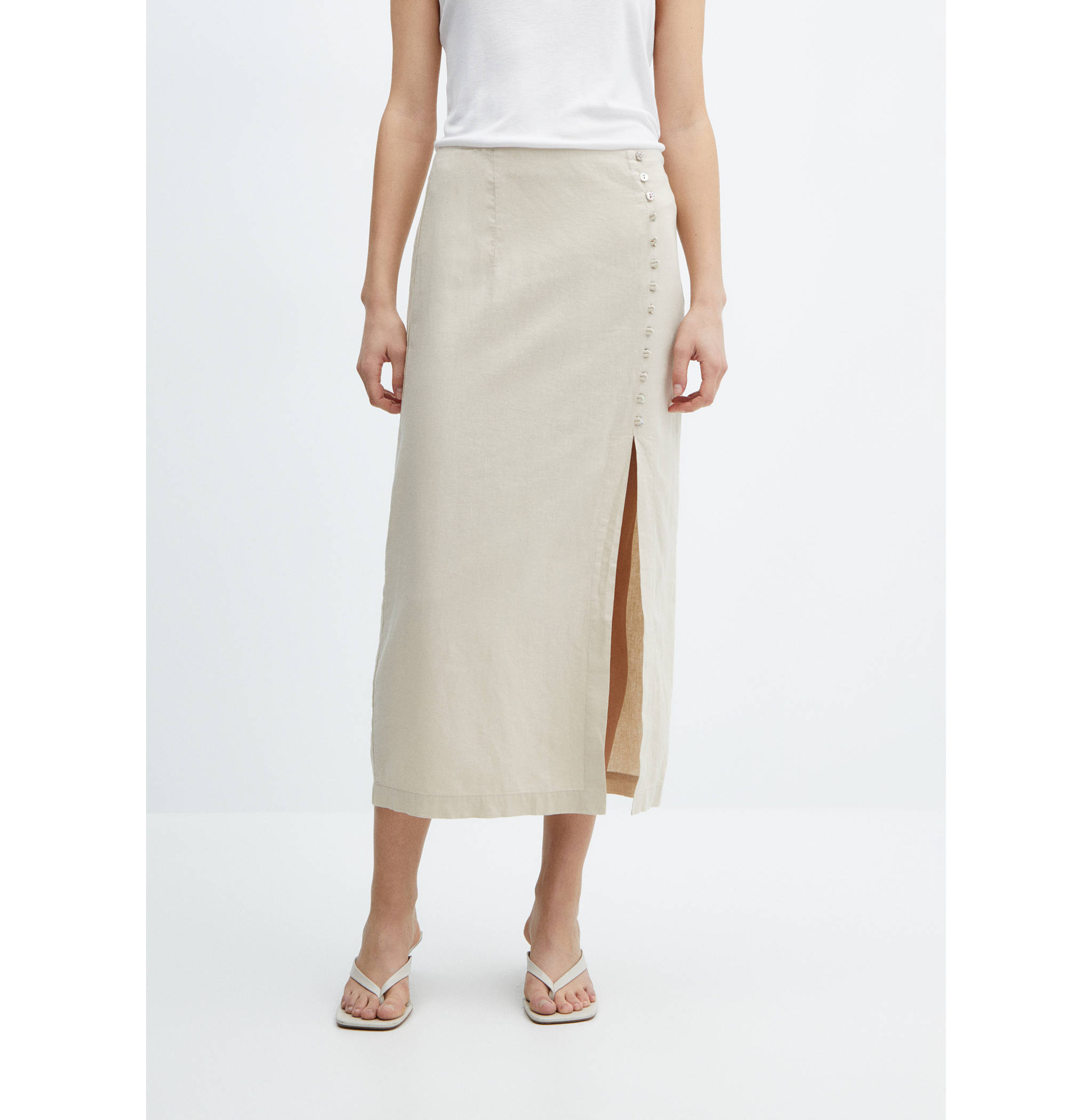 Linen skirt with slit - Medium plane