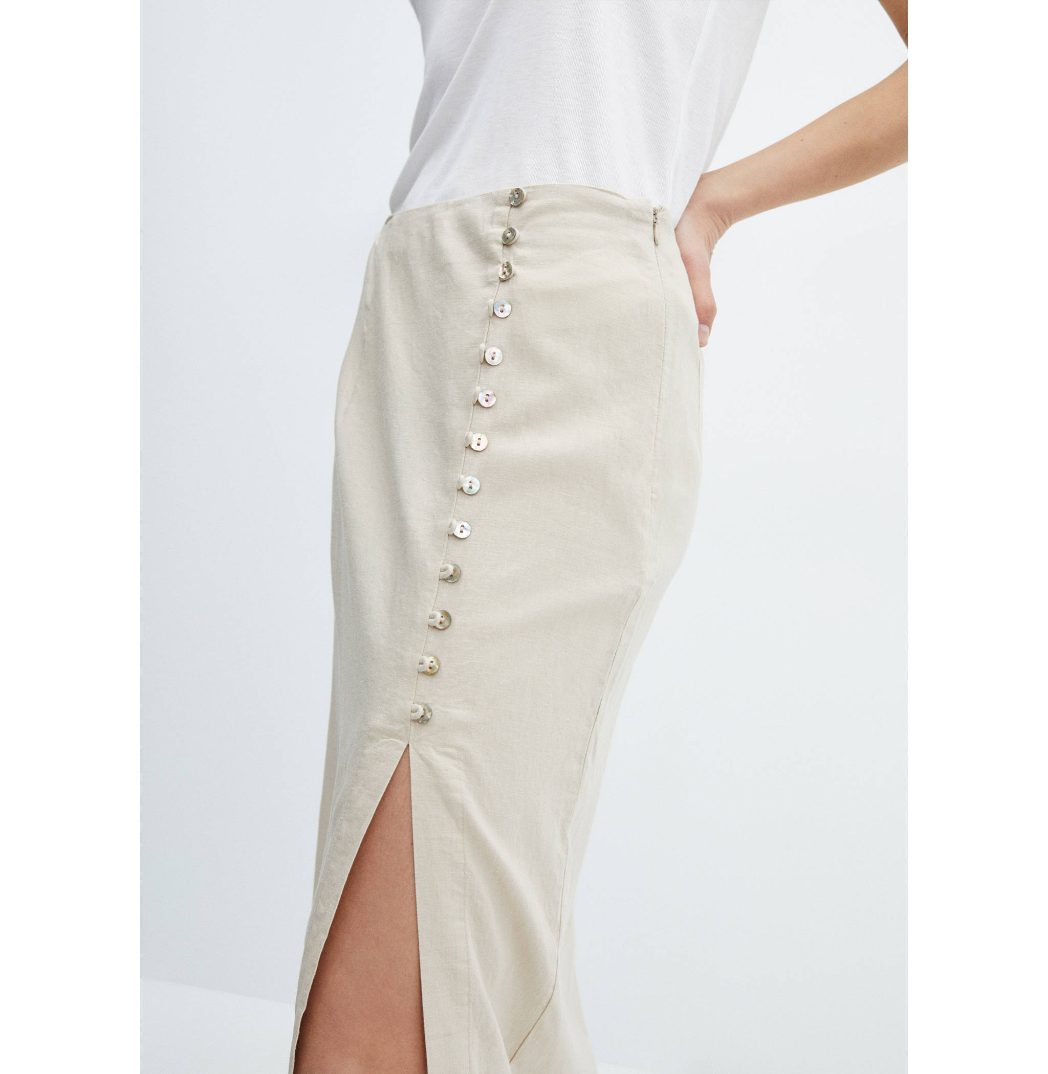 Linen skirt with slit - Details of the article 6