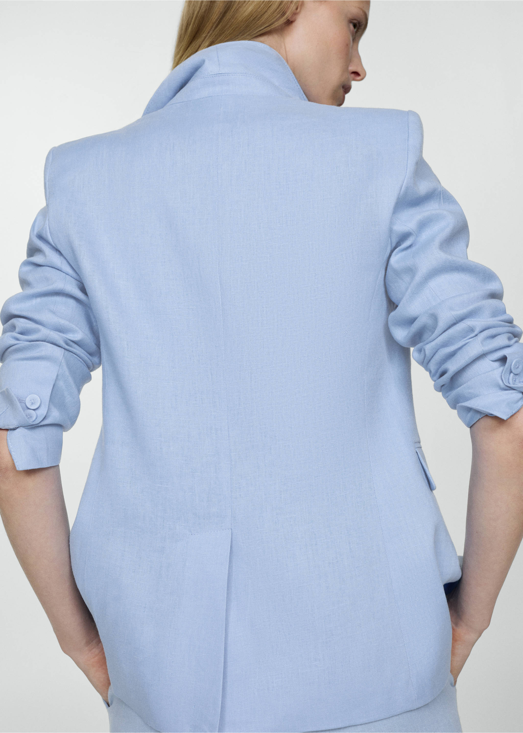 Blazer traje 100% lino - Reverso del artículo, Azul celeste. Ref: 67077112-00.