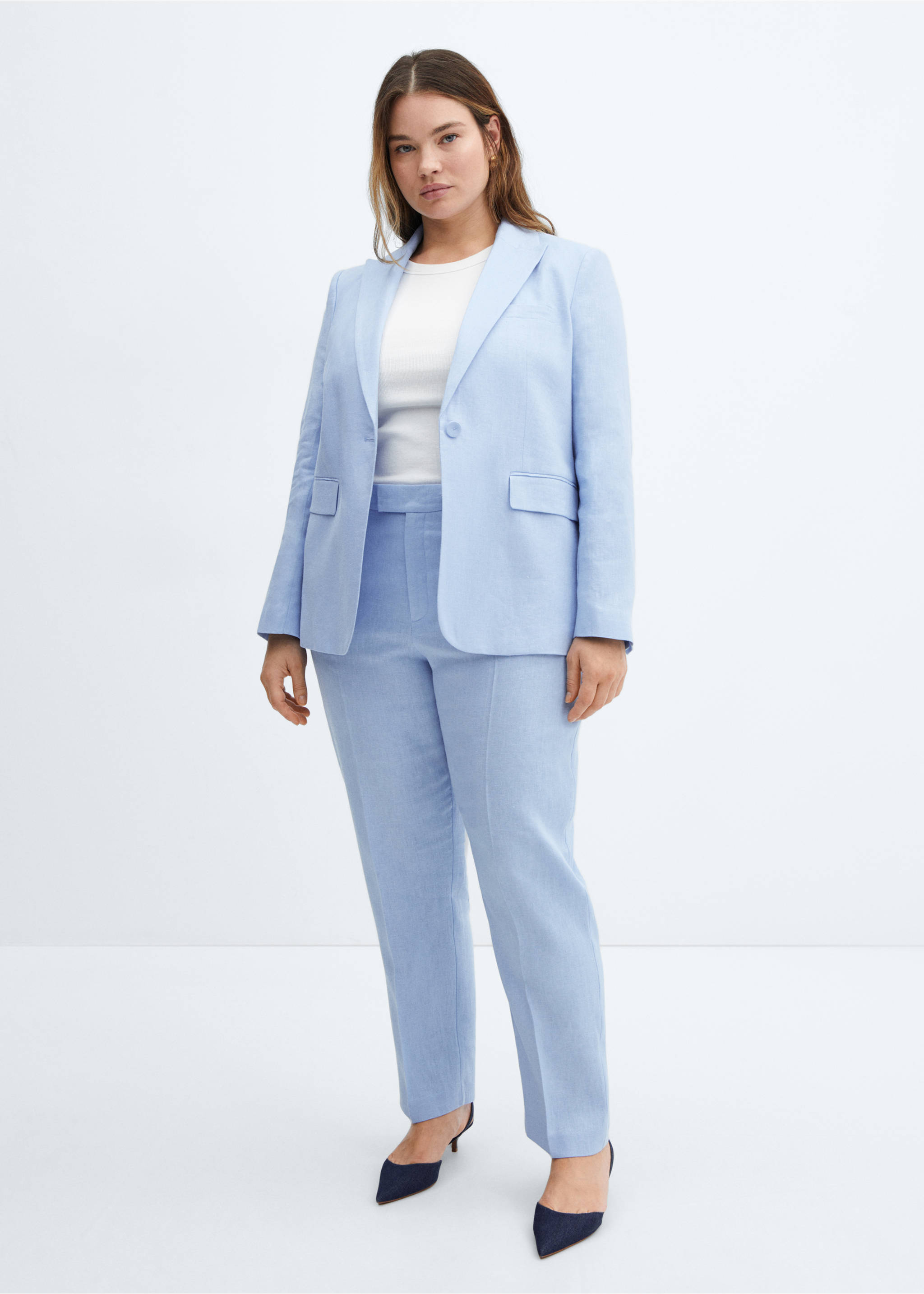 Blazer traje 100% lino - Detalle del artículo 3, Azul celeste. Ref: 67077112-00.