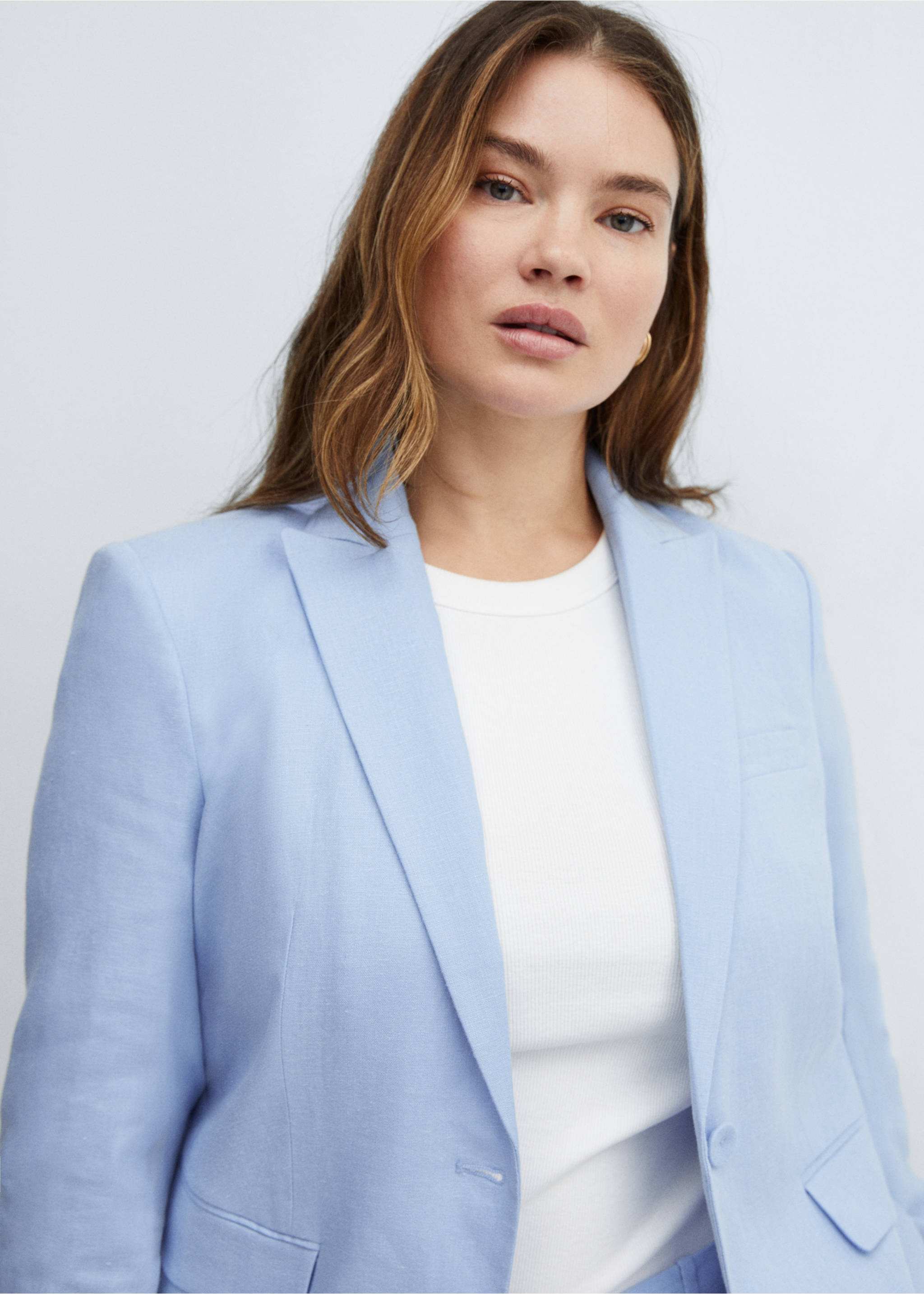 Blazer traje 100% lino - Detalle del artículo 4, Azul celeste. Ref: 67077112-00.