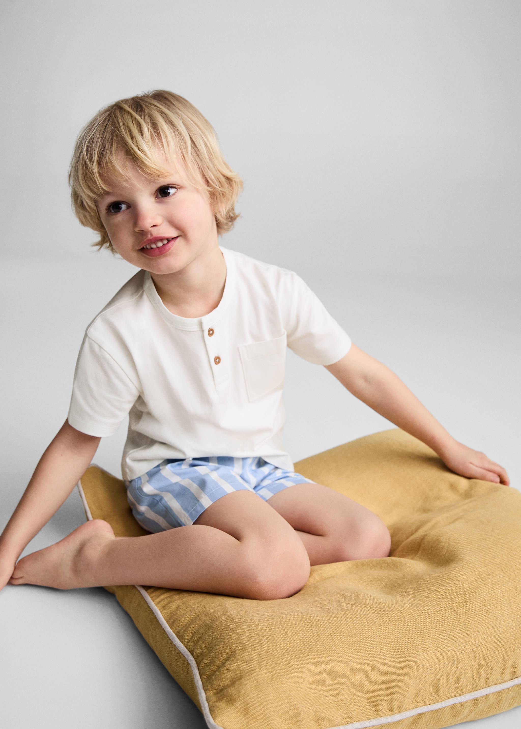 Striped cotton short pyjamas - Details of the article 1