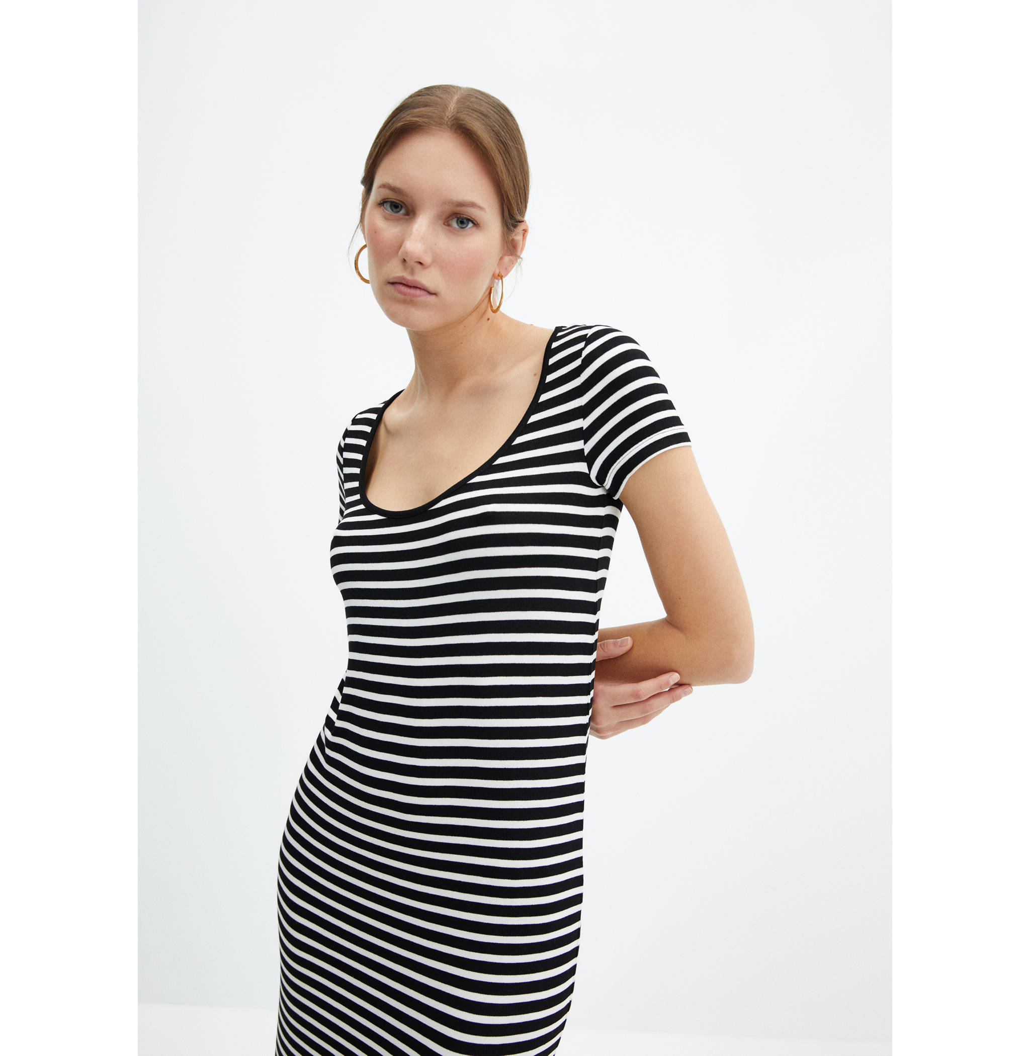 Short-sleeved striped dress - Medium plane