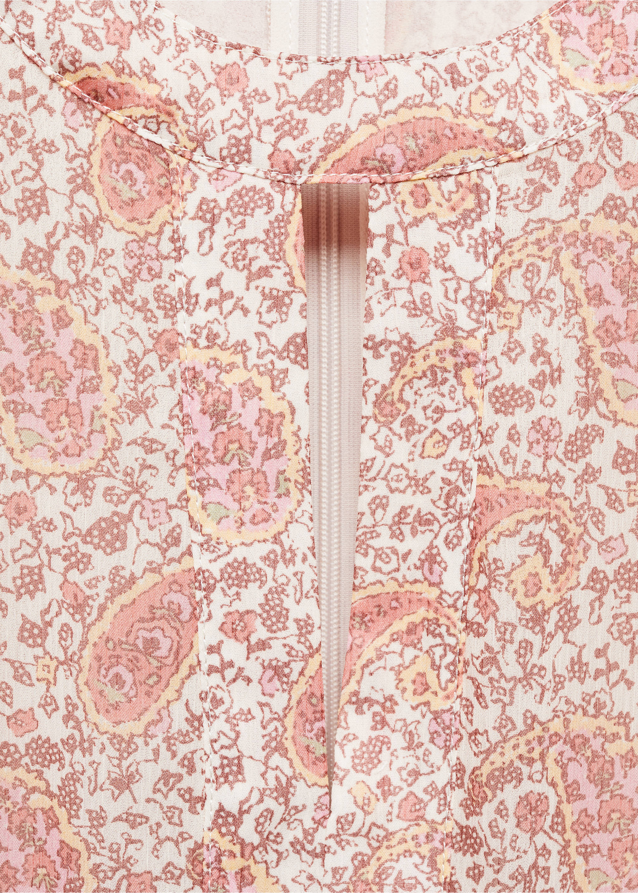Paisley dress with openings - Details of the article 8, Pastel Pink. Ref: 67077130-00.