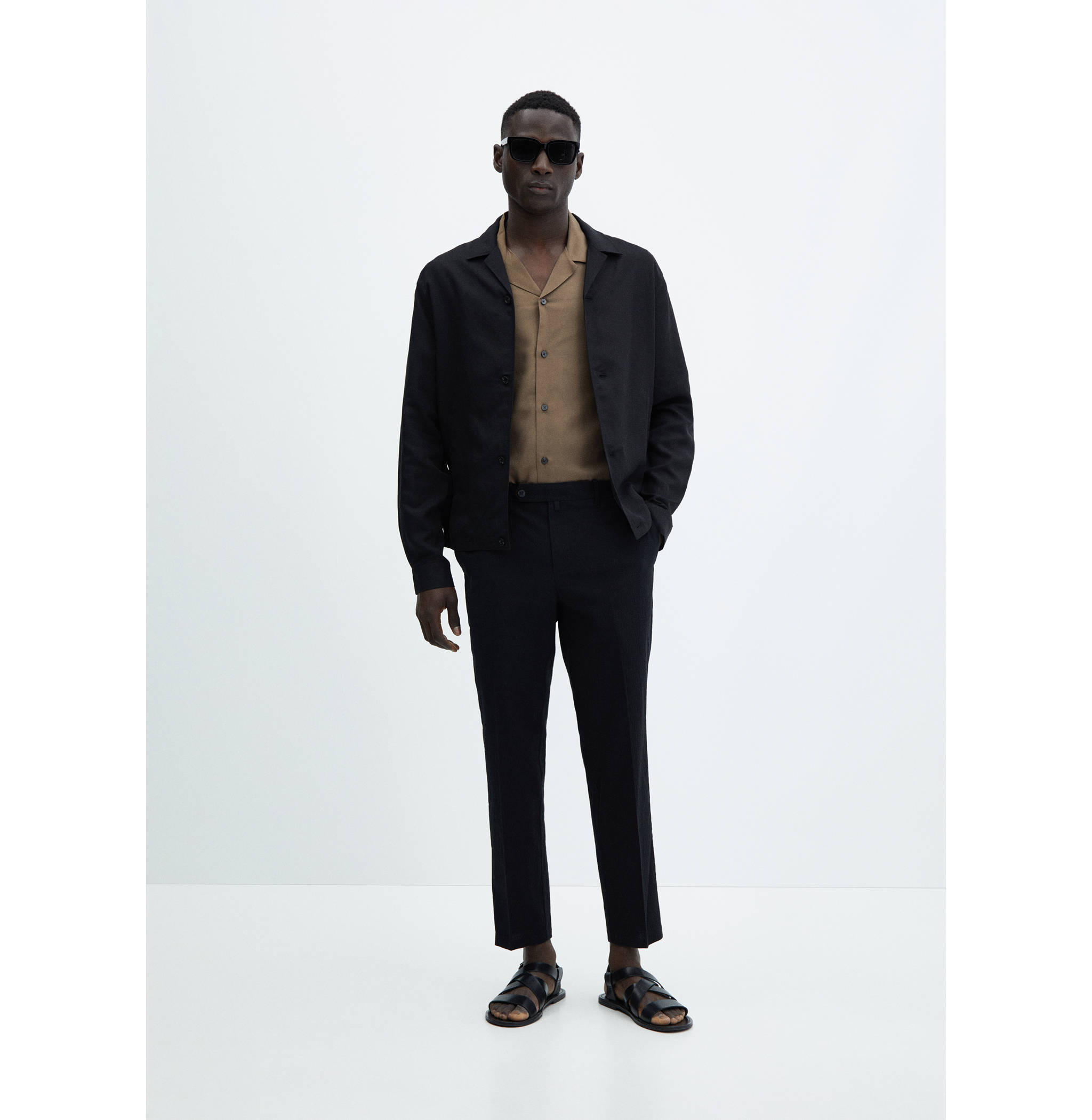 Slim-fit linen-blend overshirt - General plane