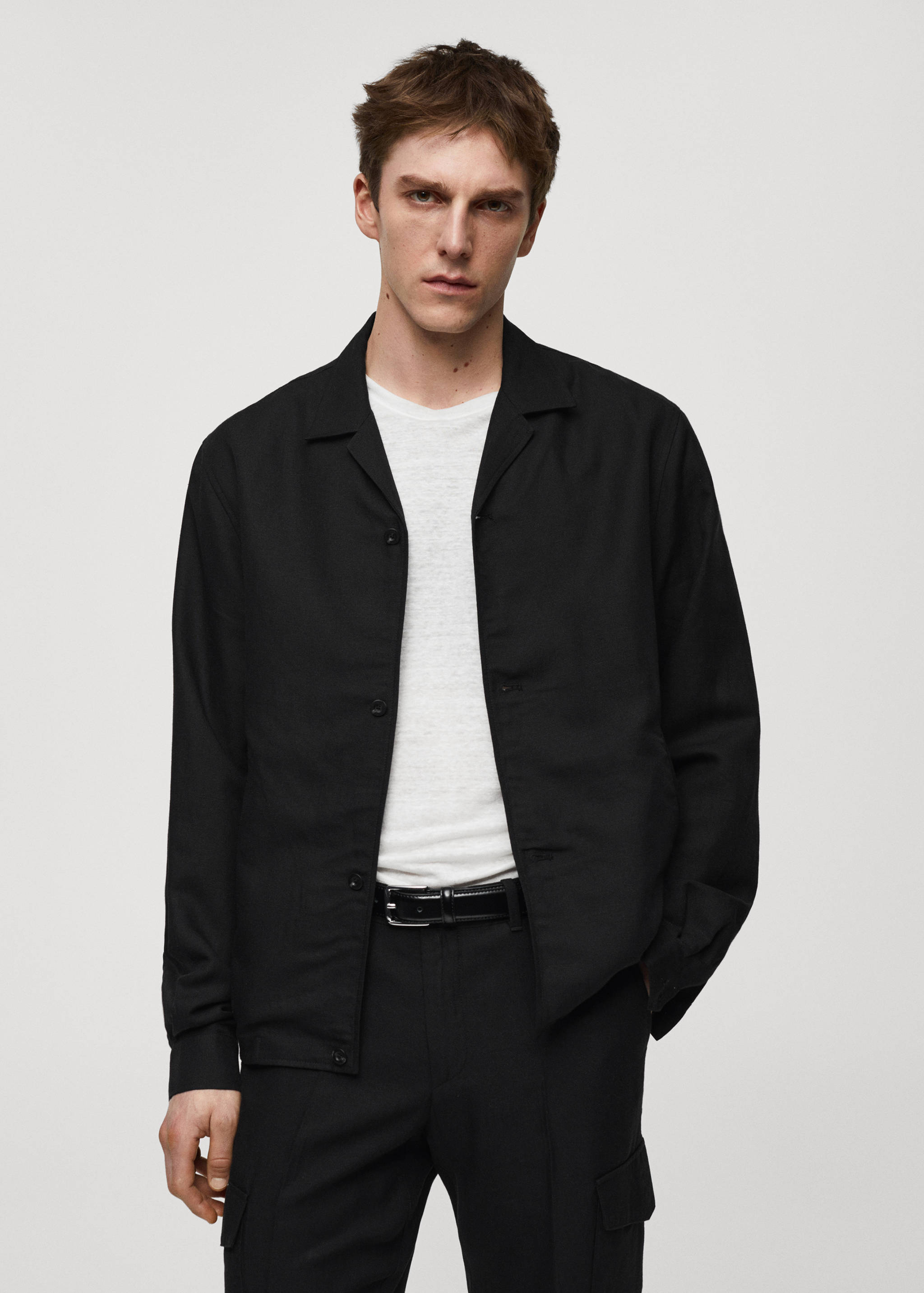 Surchemise slim-fit mélange de lin - Plan moyen