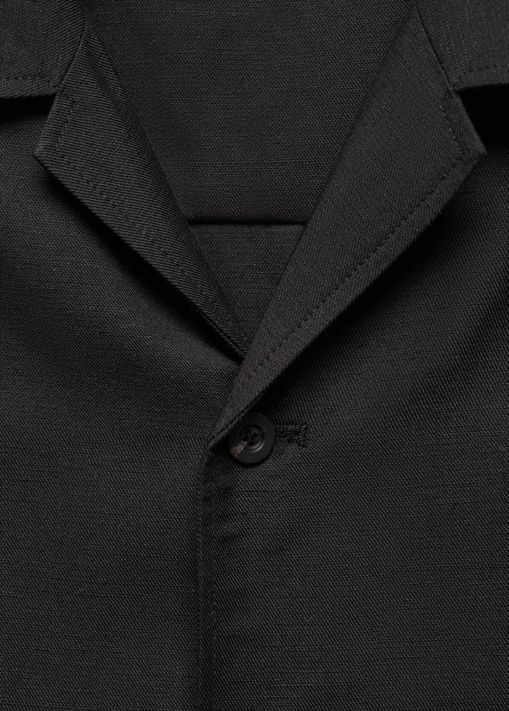 Slim-fit linen-blend overshirt — Black