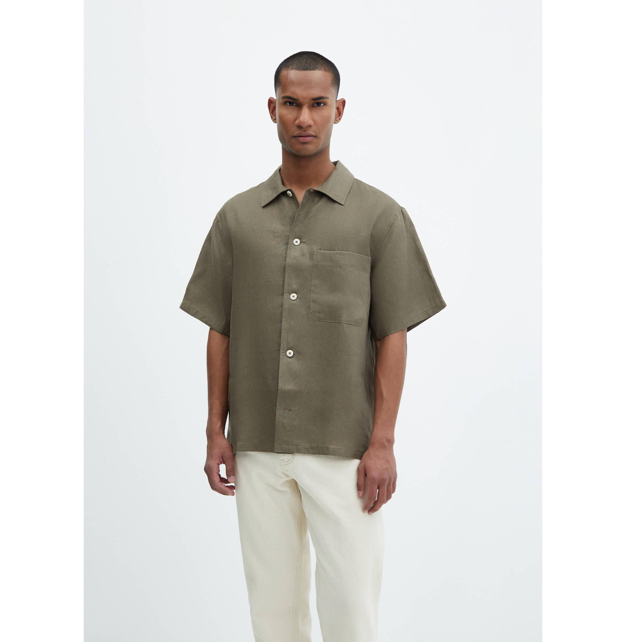 Chemise regular-fit 100 % lin poche - Plan moyen
