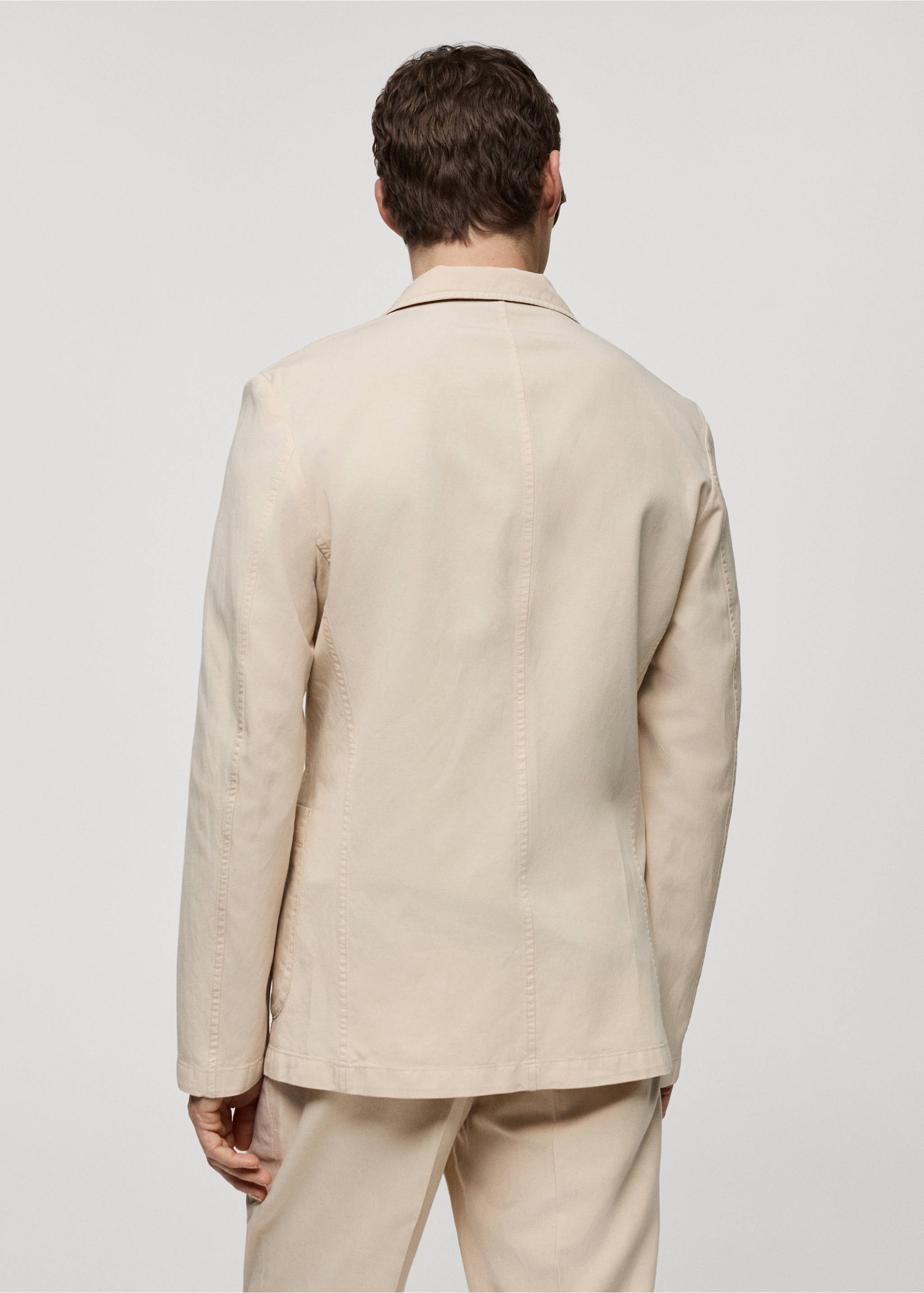 Americana slim fit lino algodón - Reverso del artículo, Beige. Ref: 67077696-00.