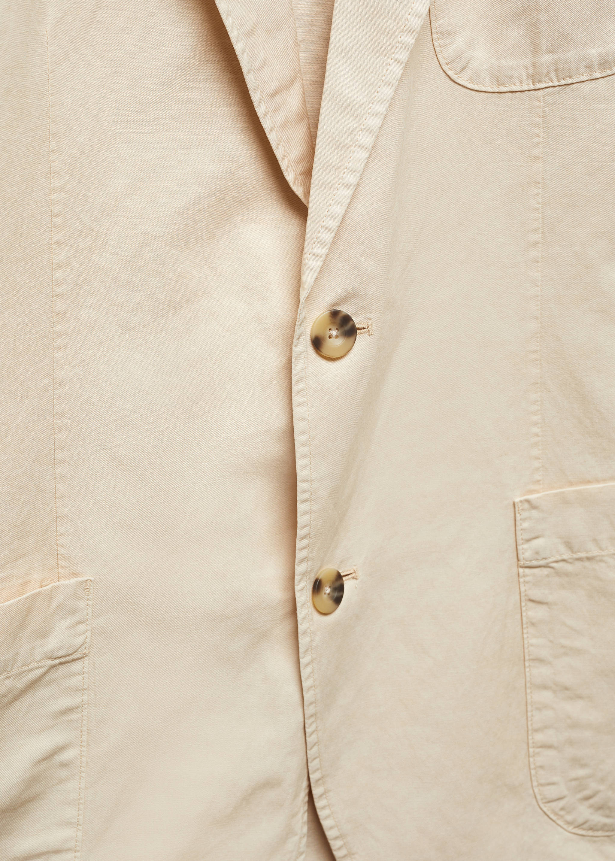 Americana slim fit lino algodón - Detalle del artículo 8, Beige. Ref: 67077696-00.