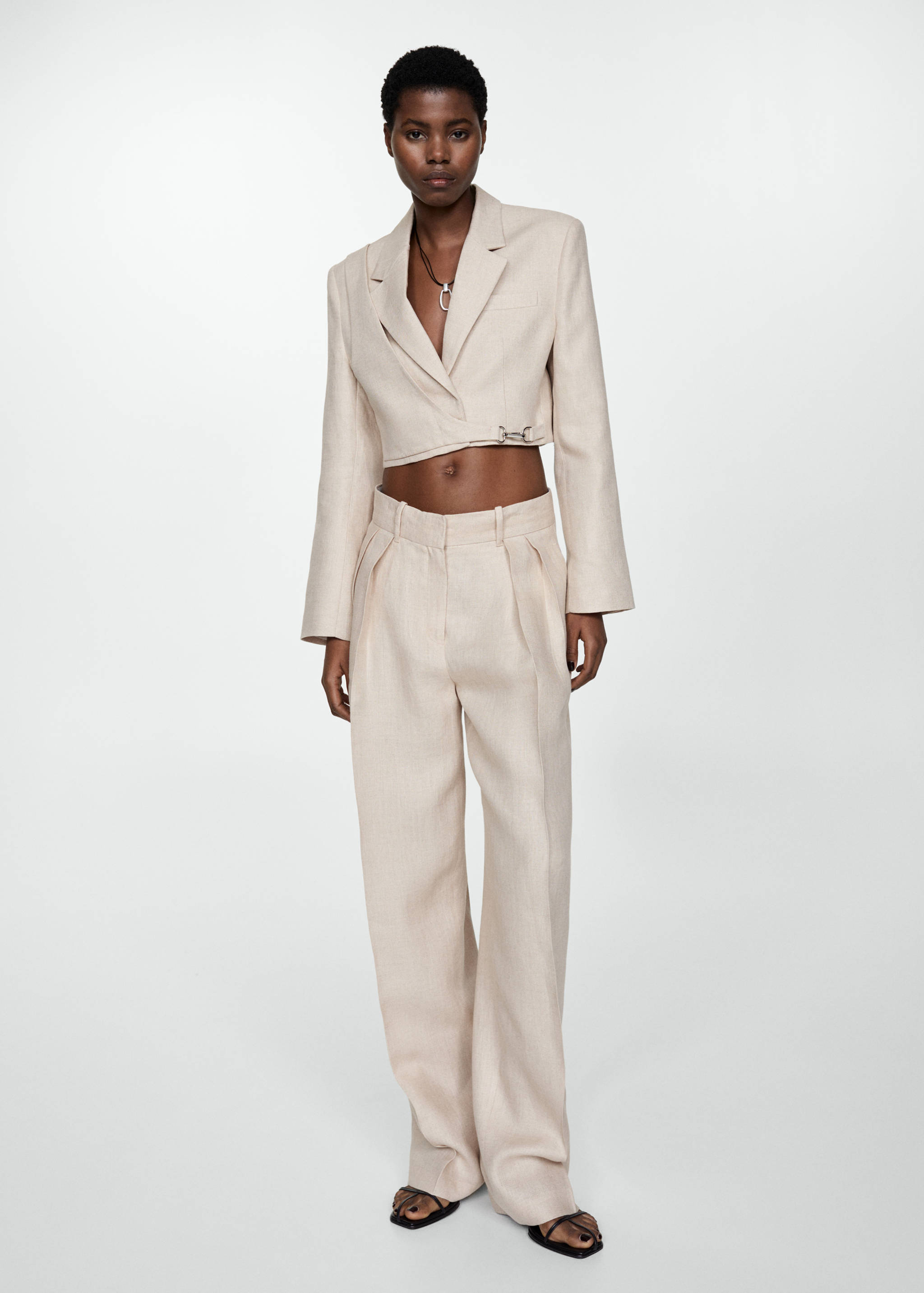 100% linen pants with pleats - General plane
