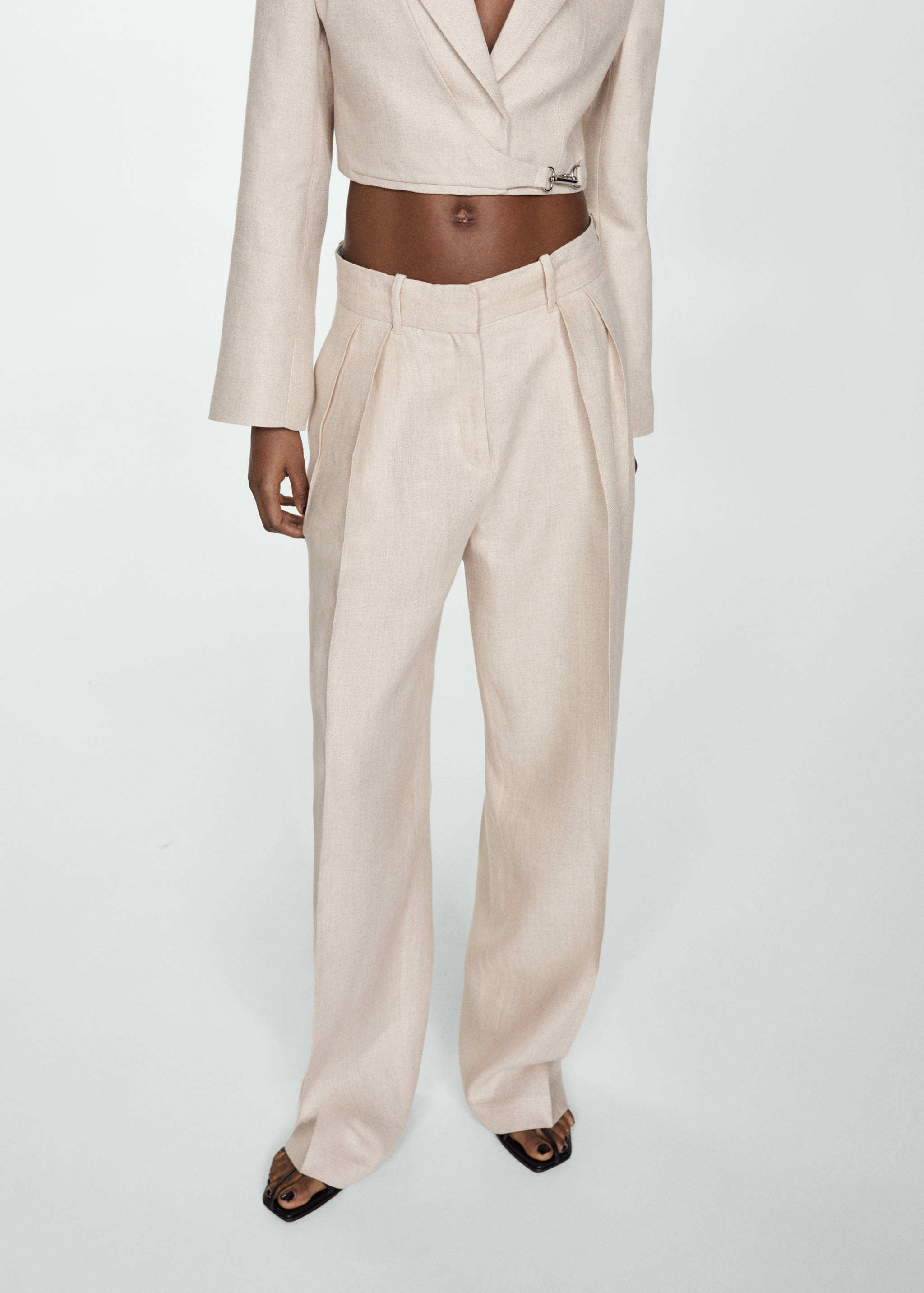 100% linen pants with pleats - Medium plane