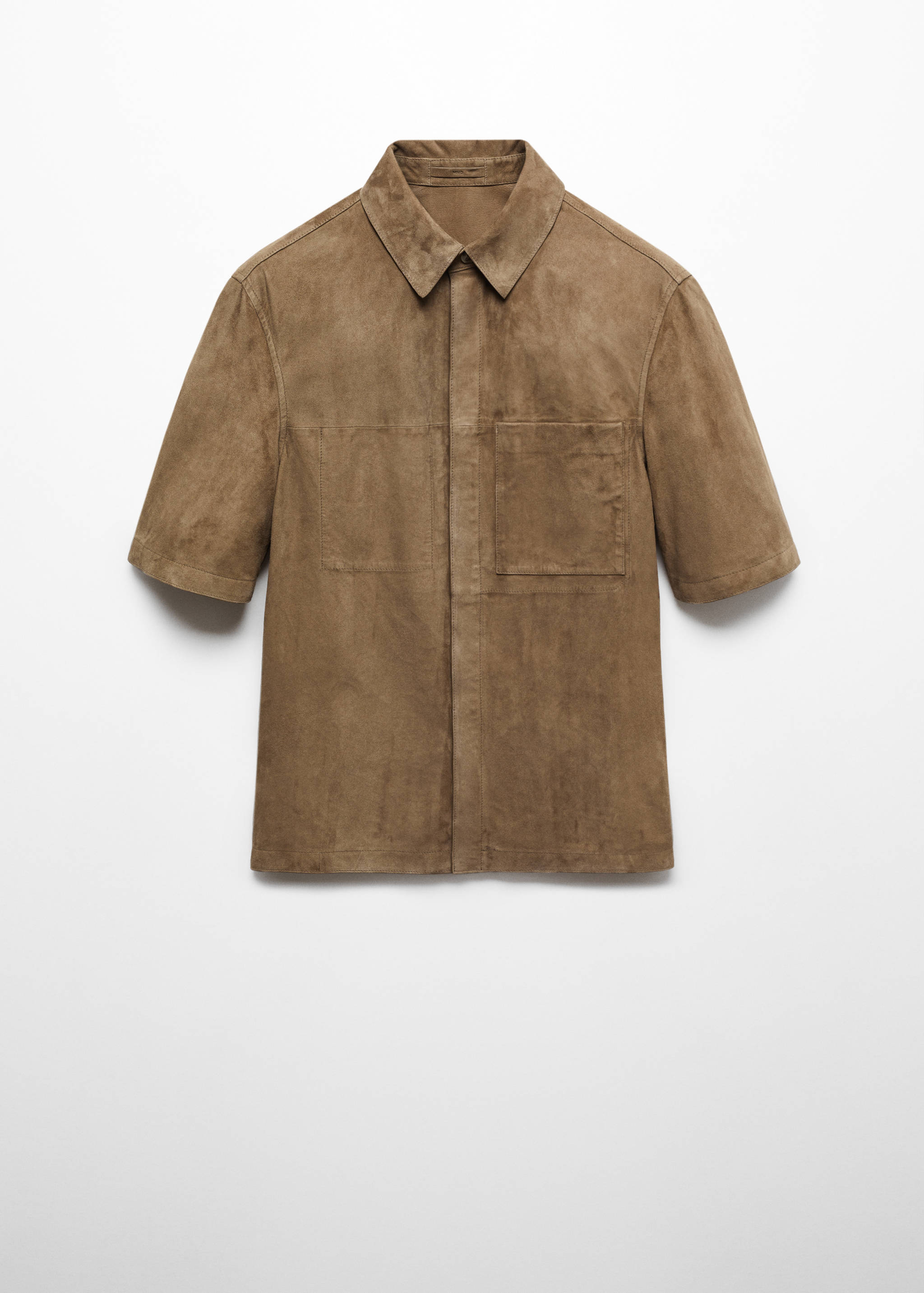 Overshirt with 100% suede leather pocket - Article without model