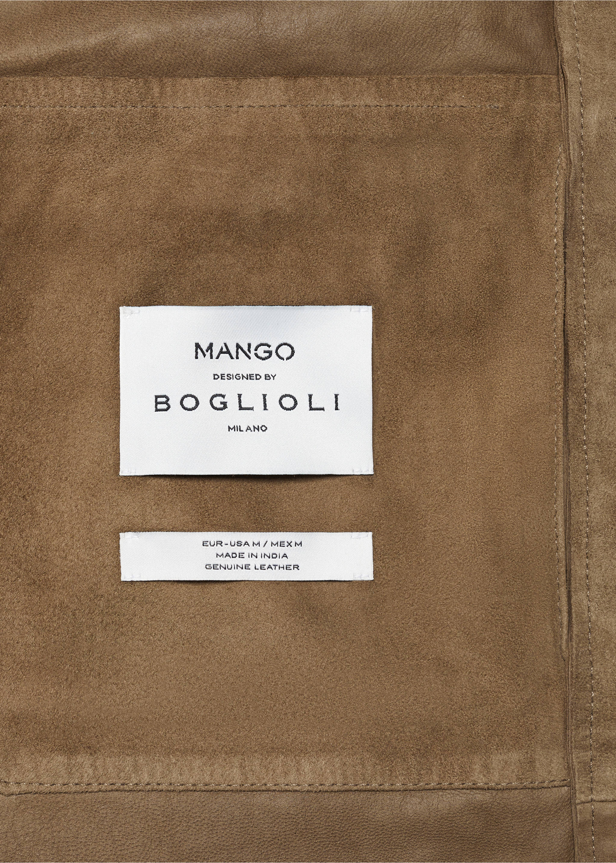 Overshirt with 100% suede leather pocket - Details of the article 0, Brown. Ref: 67077906-00.