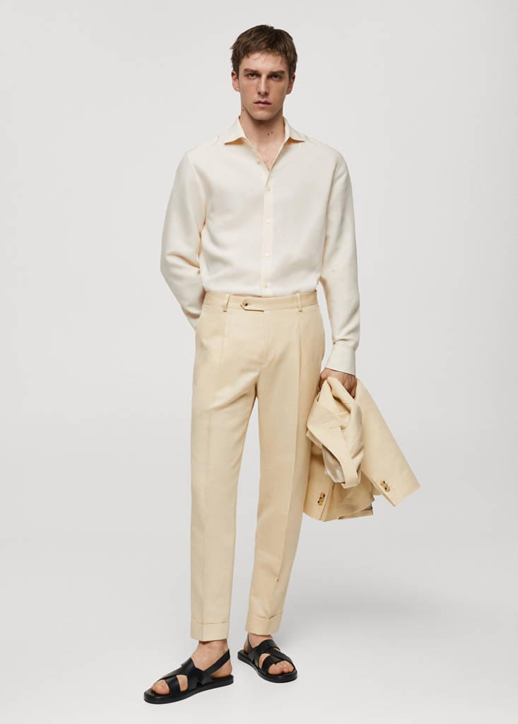 Slim-fit Tencel linen shirt — Beige