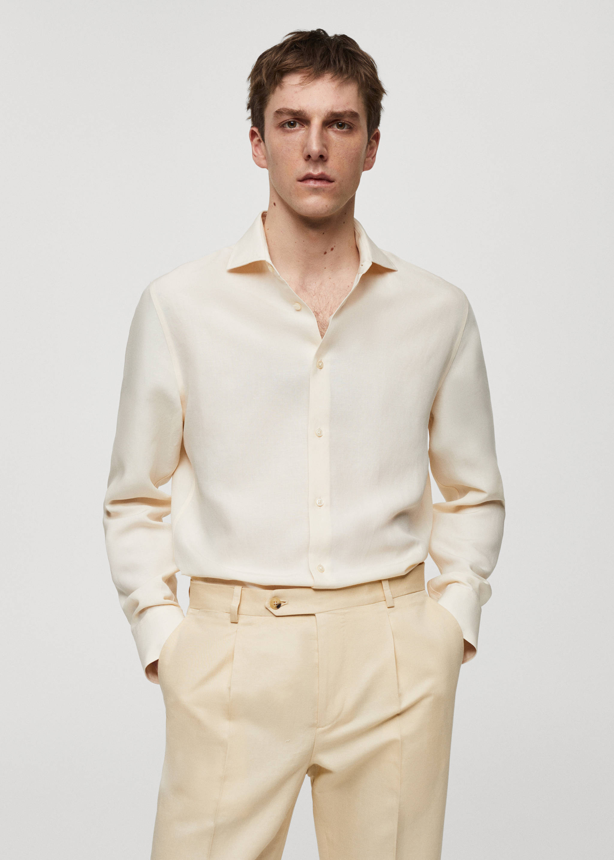 Chemise slim-fit Tencel lin - Plan moyen