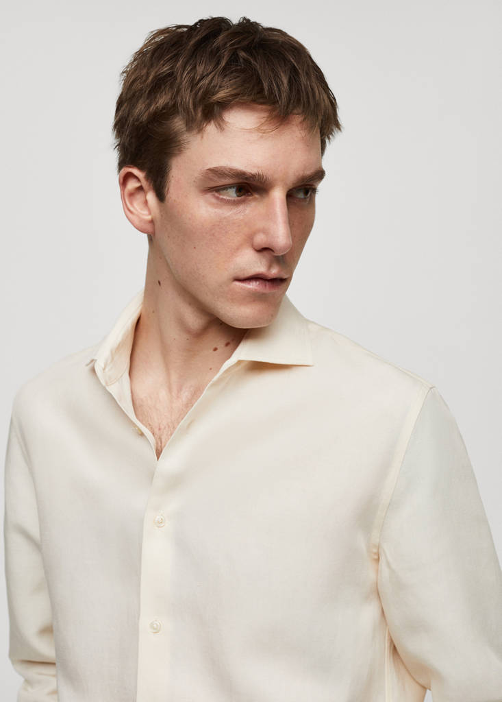 Slim-fit Tencel linen shirt — Beige