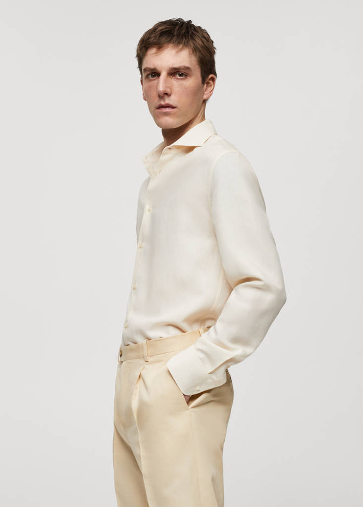 Slim-fit Tencel linen shirt — Beige