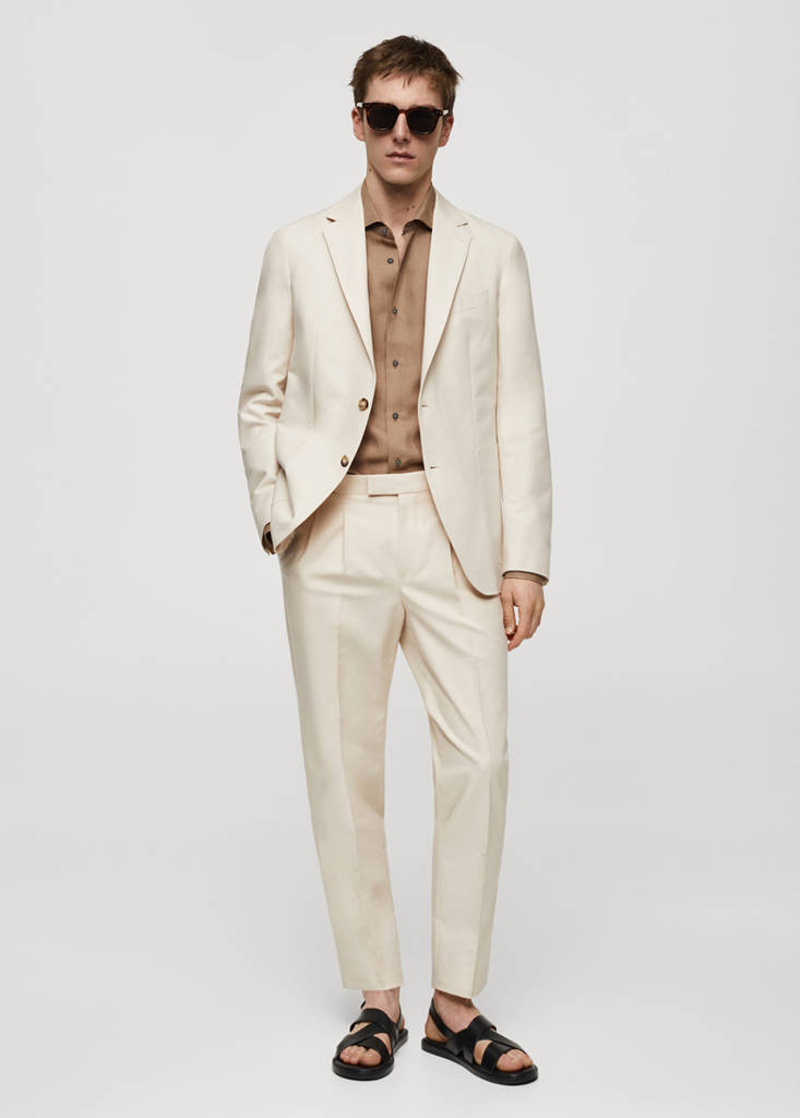 Slim-fit Tencel linen shirt — Brown