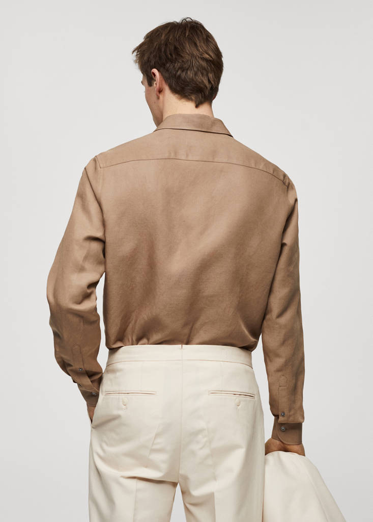 Slim-fit Tencel linen shirt — Brown