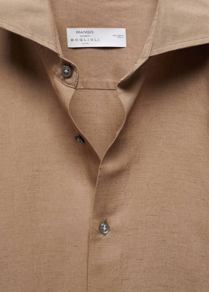 Slim-fit Tencel linen shirt — Brown