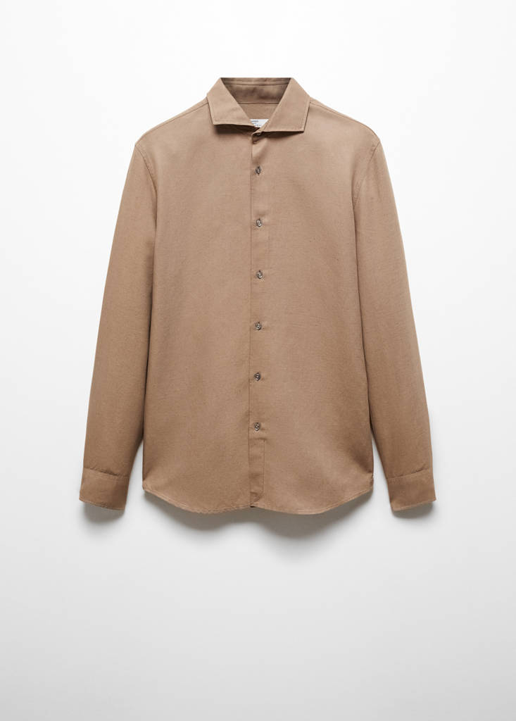 Slim-fit Tencel linen shirt — Brown