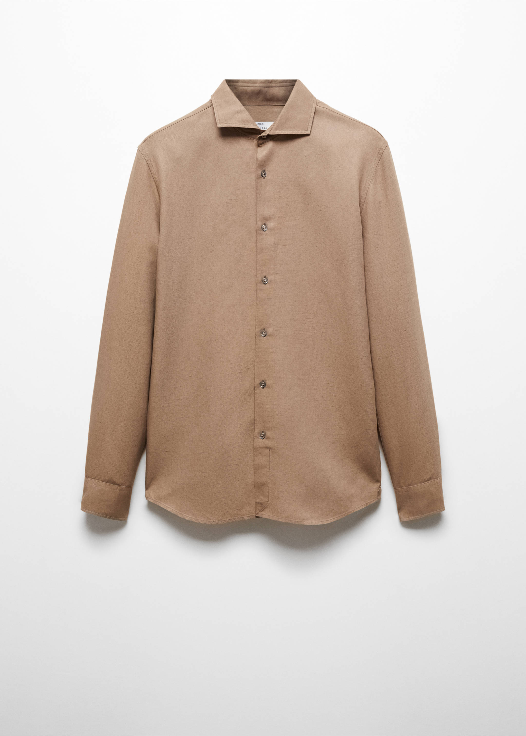 Slim fit tencel lanena košulja - Artikl bez modela, Smeđa. Ref: 67077907-00.