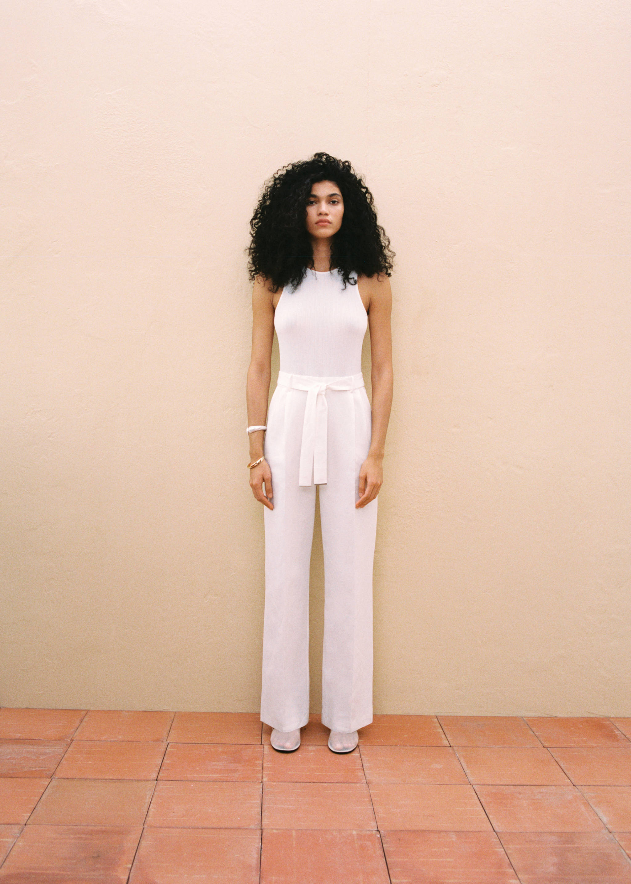 Contrast-linen body jumpsuit - Details of the article 7