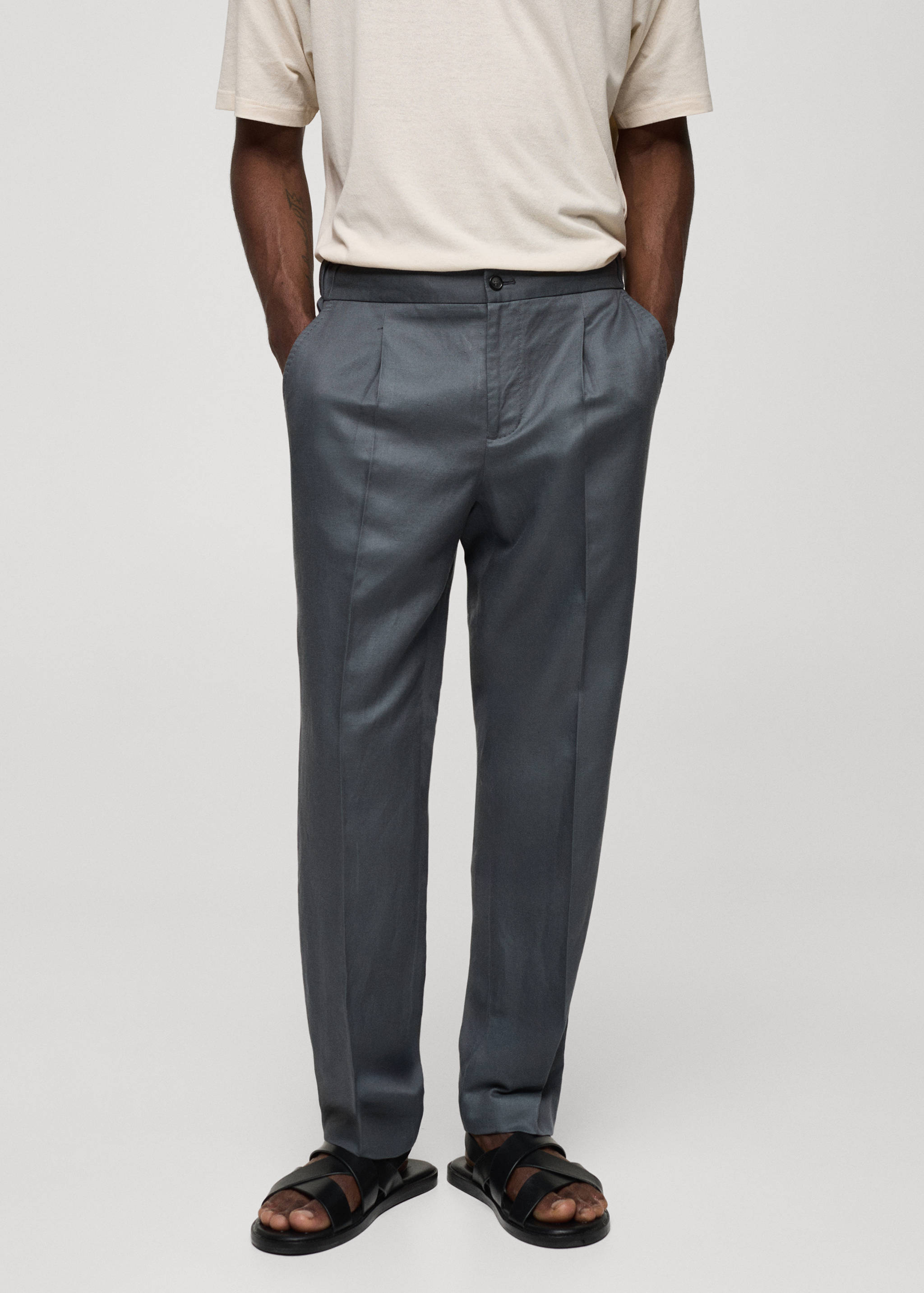 Pantalon Tencel lin pinces - Plan moyen