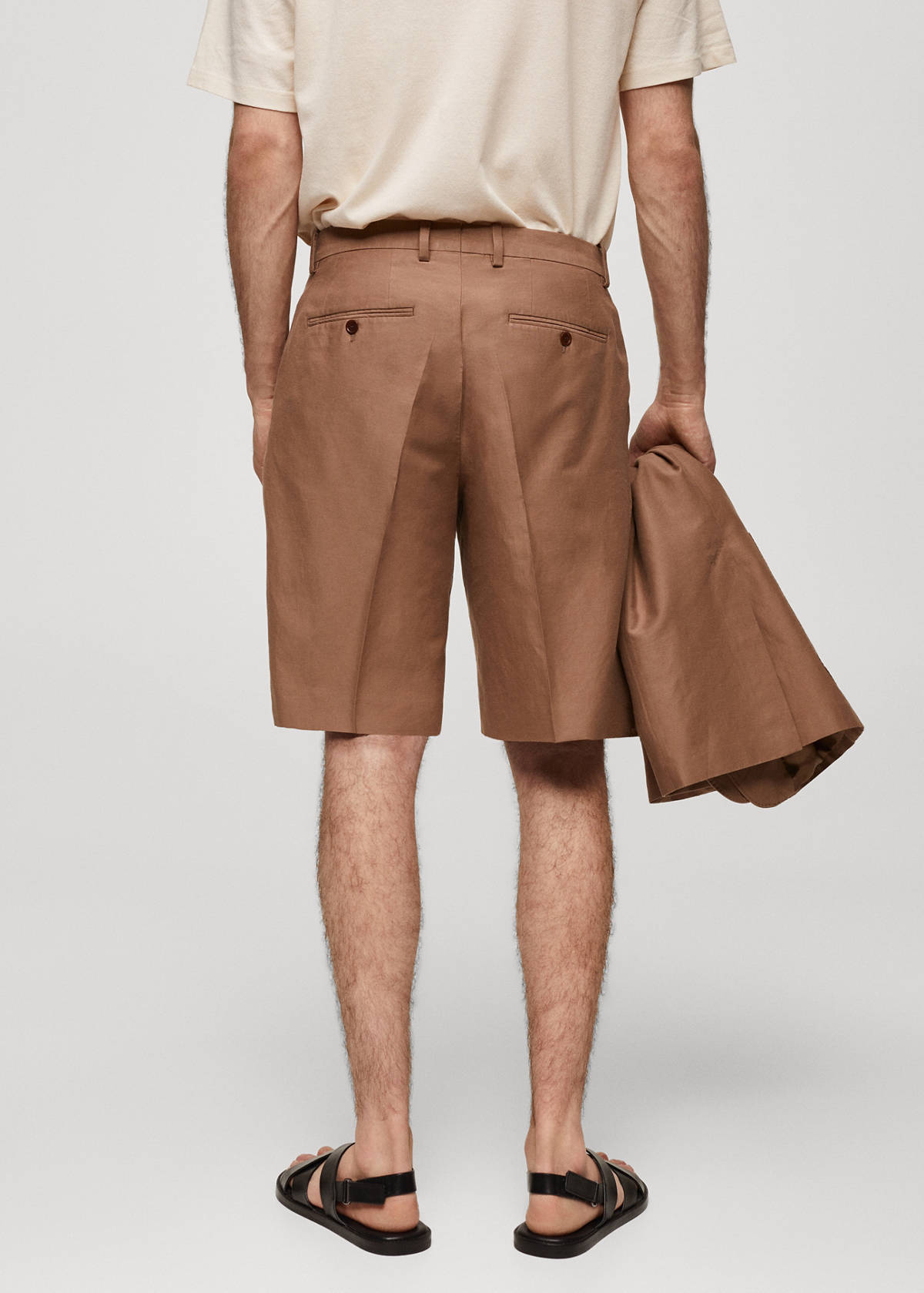 Cotton linen suit bermuda shorts — Burnt Orange
