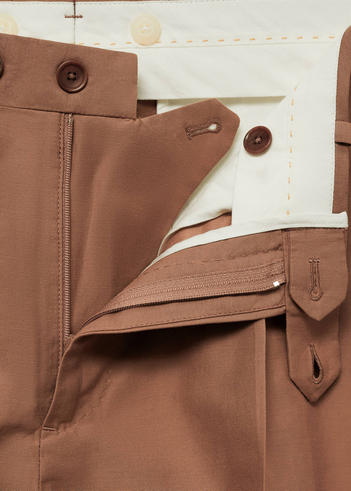 Cotton linen suit bermuda shorts — Burnt Orange