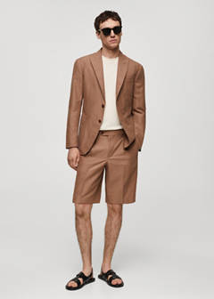 Cotton linen suit bermuda shorts — Burnt Orange 12