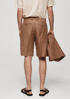 Cotton linen suit bermuda shorts — Burnt Orange 13