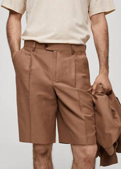 Cotton linen suit bermuda shorts — Burnt Orange 14