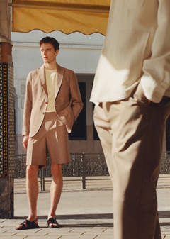 Cotton linen suit bermuda shorts — Burnt Orange 16
