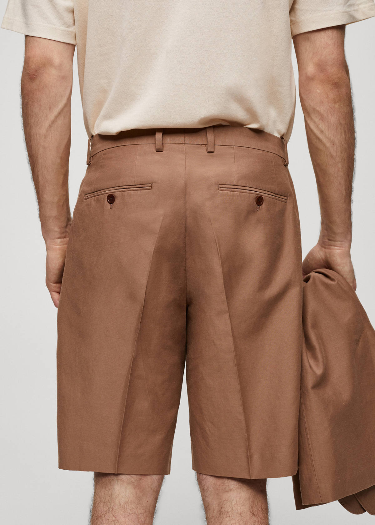 Cotton linen suit bermuda shorts — Burnt Orange