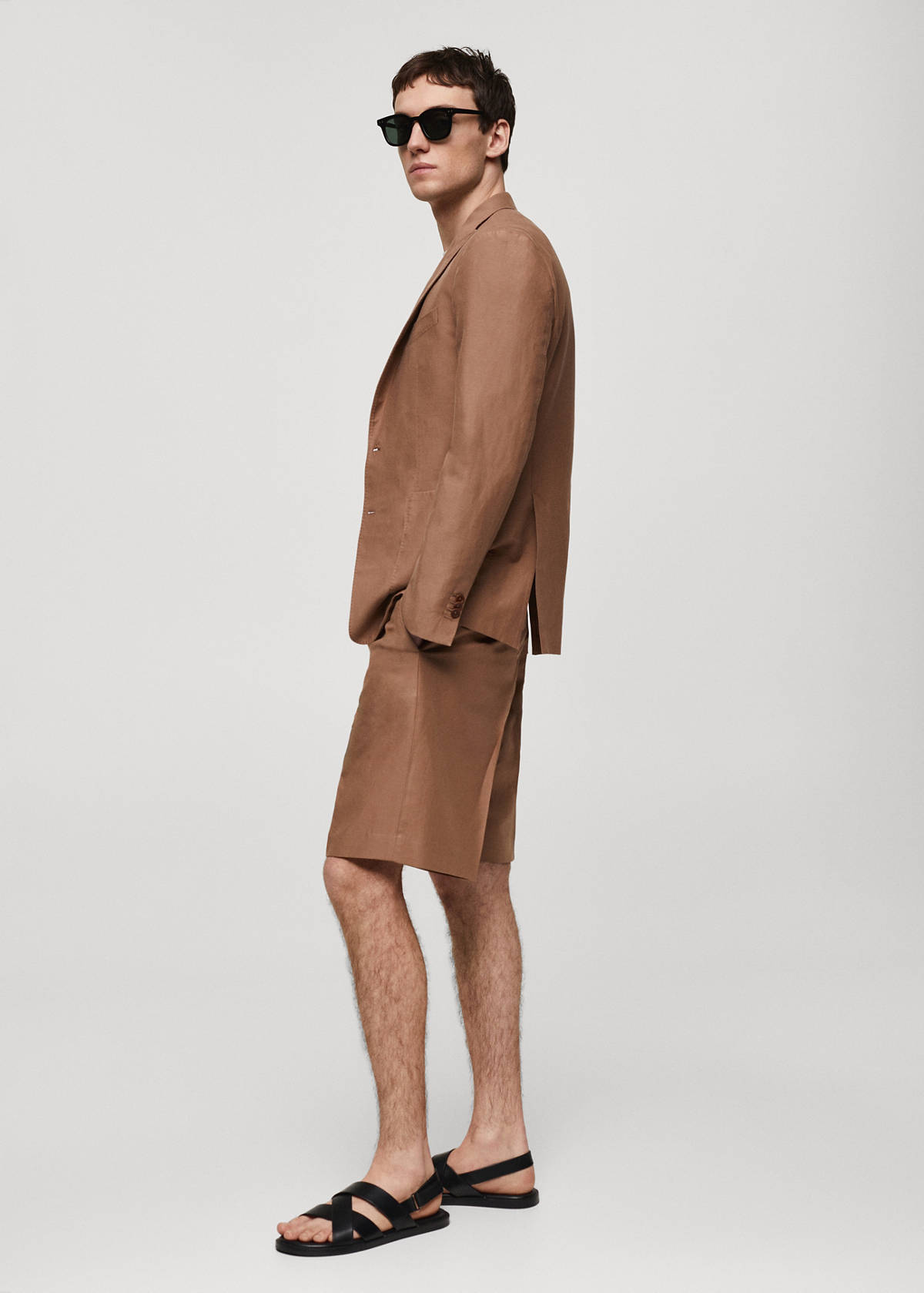 Cotton linen suit bermuda shorts — Burnt Orange