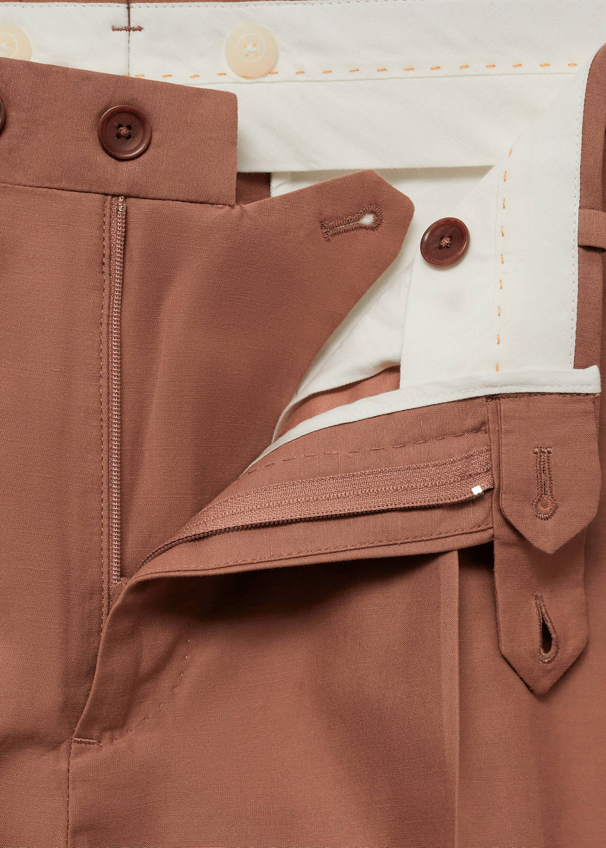 Cotton linen suit bermuda shorts — Burnt Orange