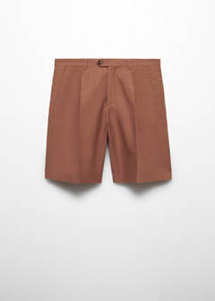 Cotton linen suit bermuda shorts — Burnt Orange 18