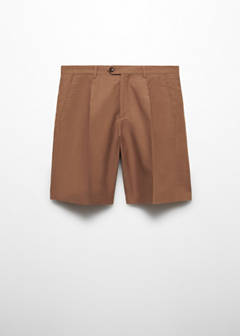 Cotton linen suit bermuda shorts — Burnt Orange 8