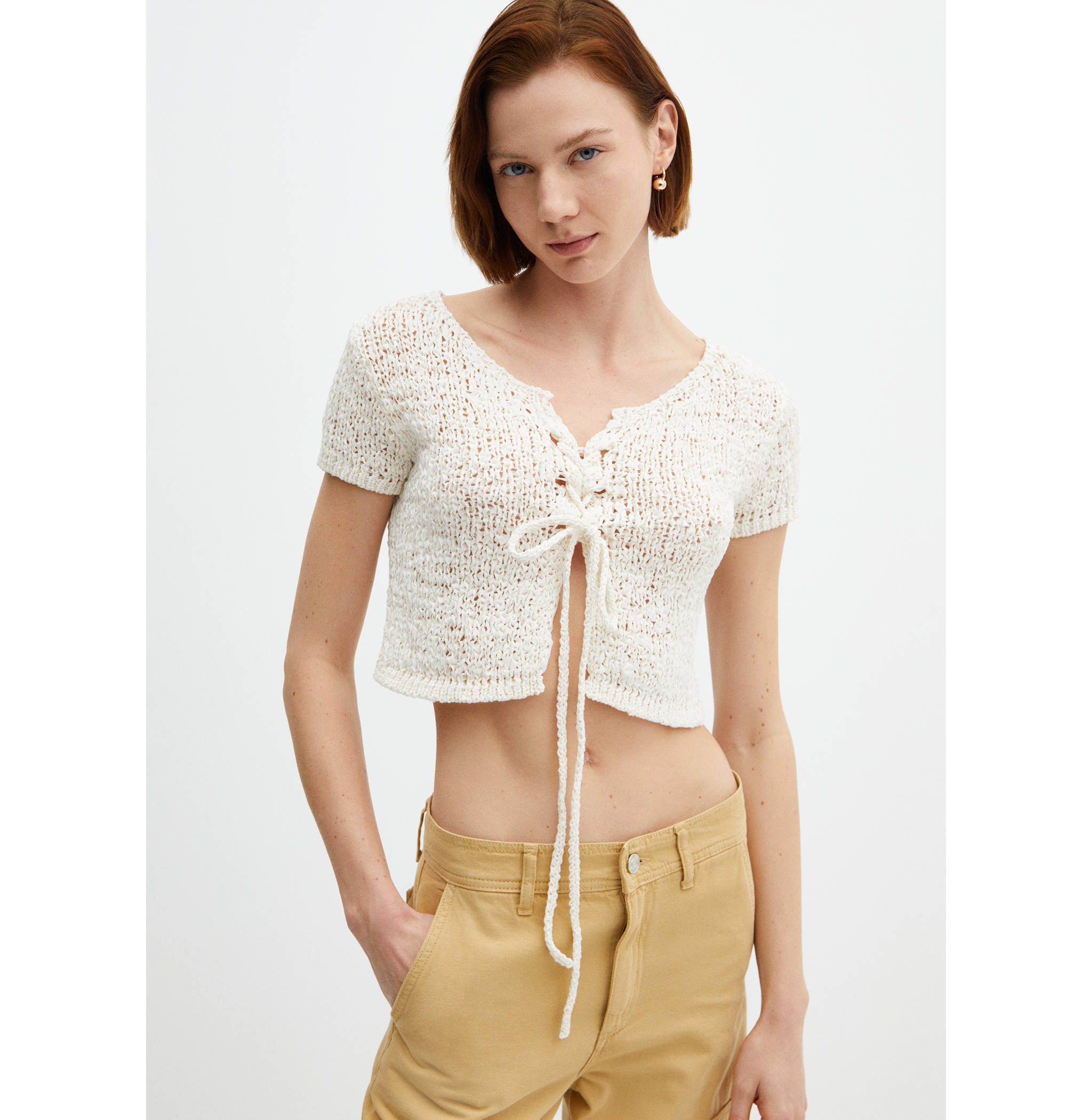 Knitted top with bow closure - Medium plane