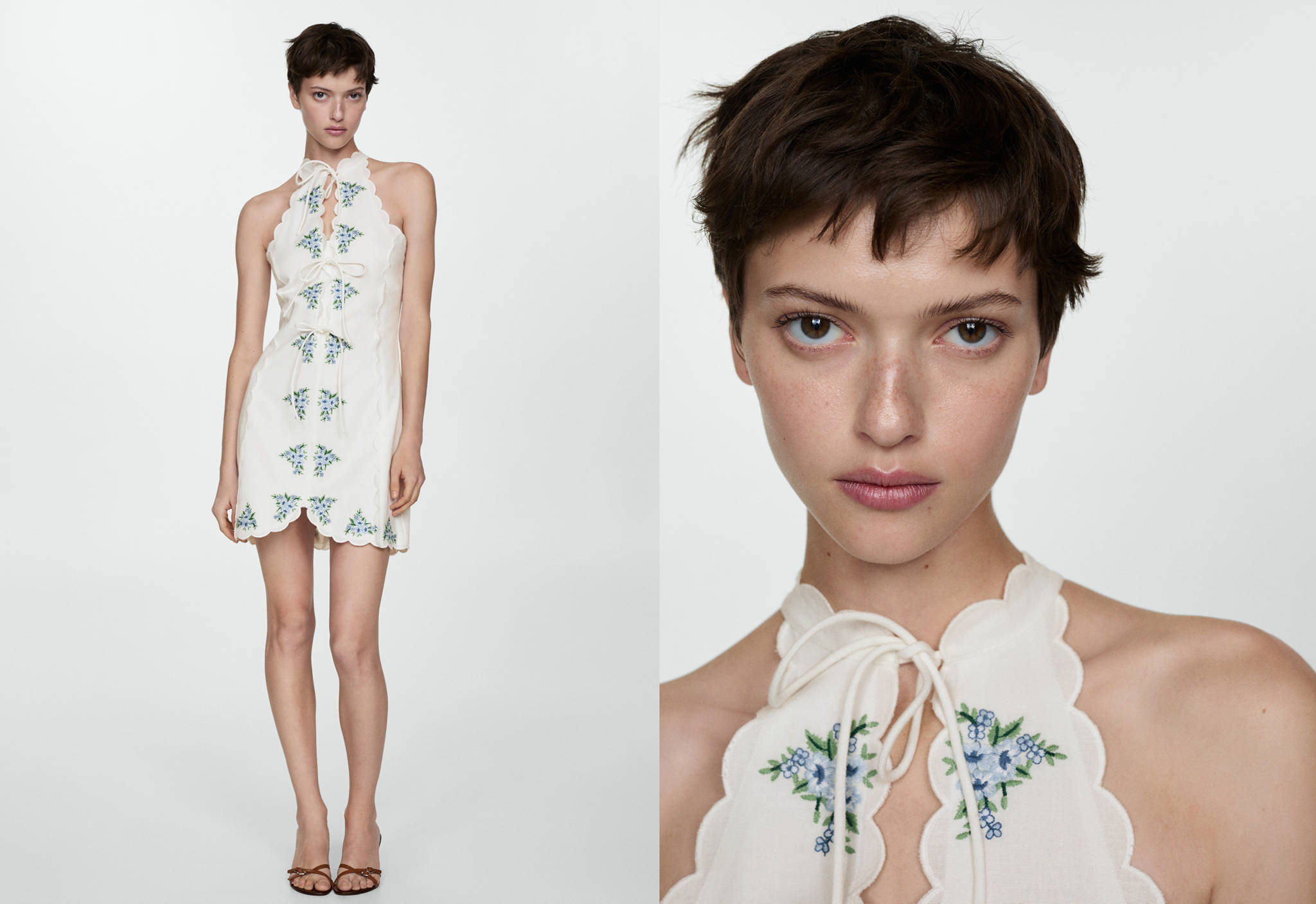 Bow embroidered dress - Panoramic plane