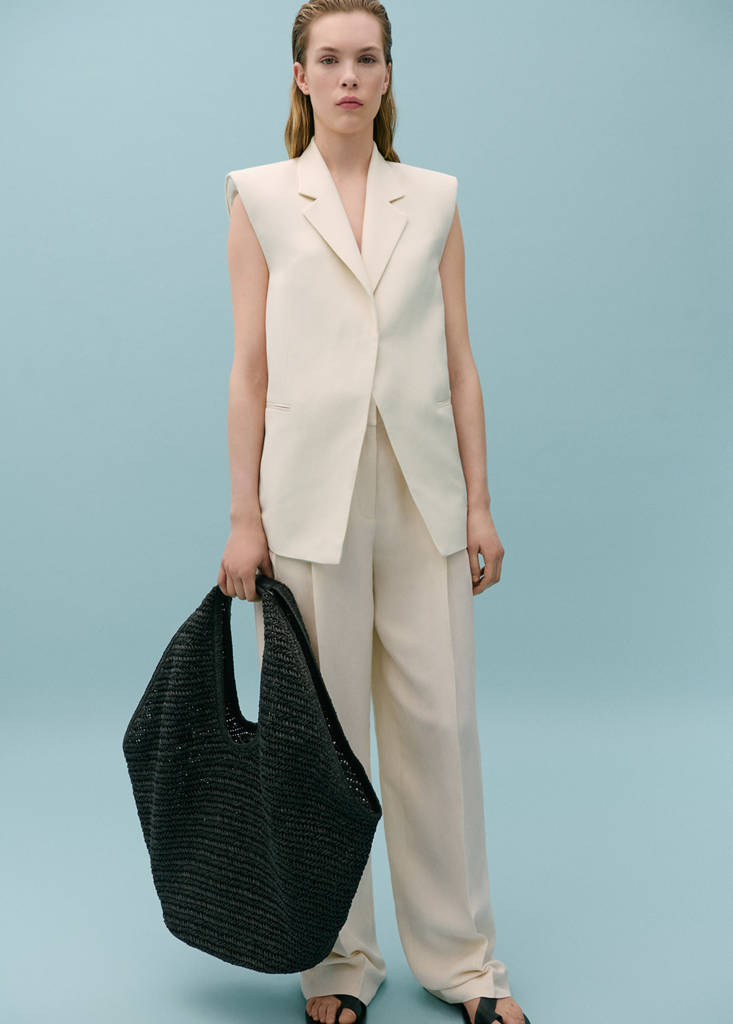 Suit waistcoat with open back — Ecru