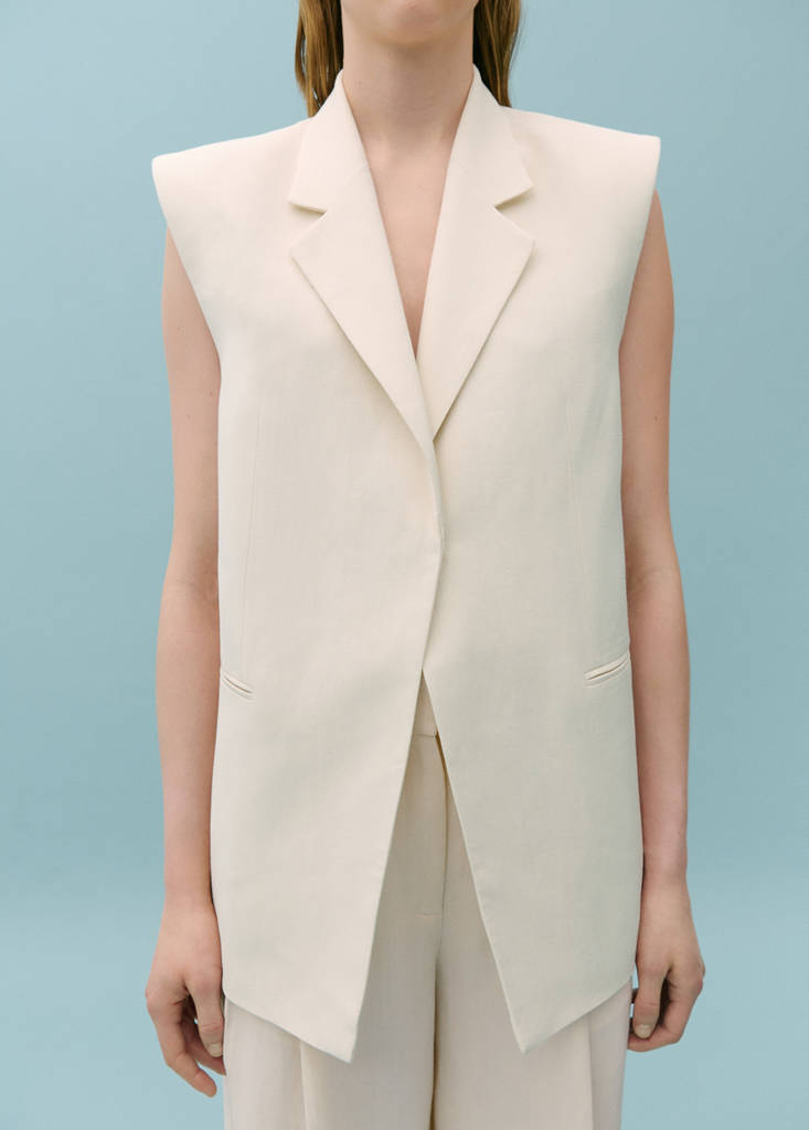 Suit waistcoat with open back — Ecru